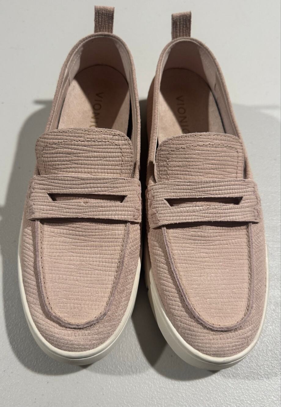 Vionic Uptown Corduroy-Textured Orthotic Slip-On Loafers Pink Suede Size 8